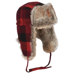 CZAPKA PINEWOOD CLASSIC CHECKED FUR HAT RED / BLACK